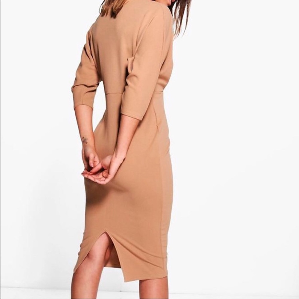 Boohoo Nude Brown Bodycon Dress